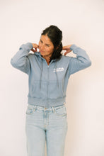 Load image into Gallery viewer, Aloha Missions Midi Crew Zip Hoodie | Dusty Blue