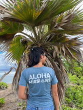Load image into Gallery viewer, Aloha Missions Burnout Wash V-Neck Tee | Glacier
