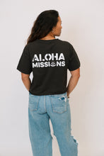 Load image into Gallery viewer, Aloha Missions Women&#39;s Crop Tee | Jet Black
