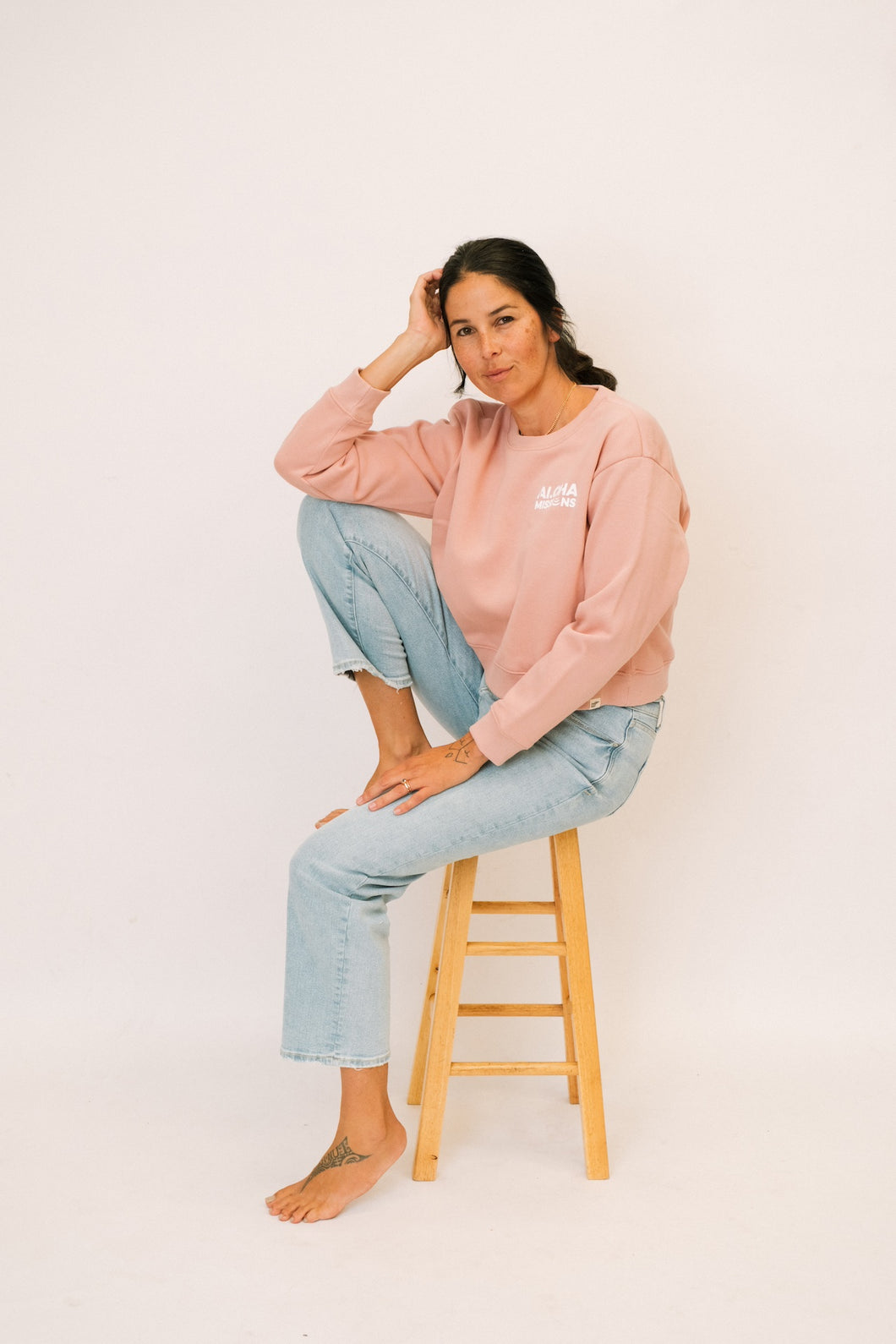 Aloha Missions Midi Crew Sweater | Dusty Pink