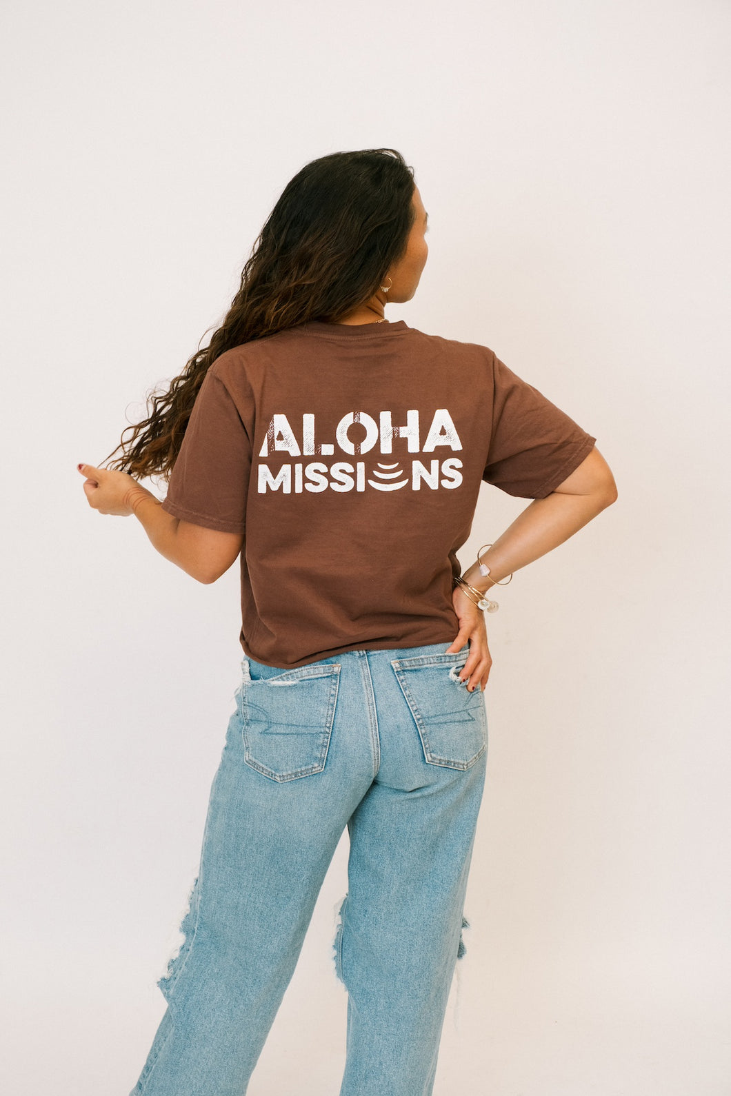 Aloha Missions Women's Crop Tee | Cocoa