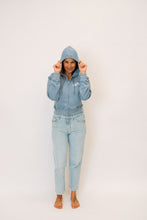 Load image into Gallery viewer, Aloha Missions Midi Crew Zip Hoodie | Dusty Blue
