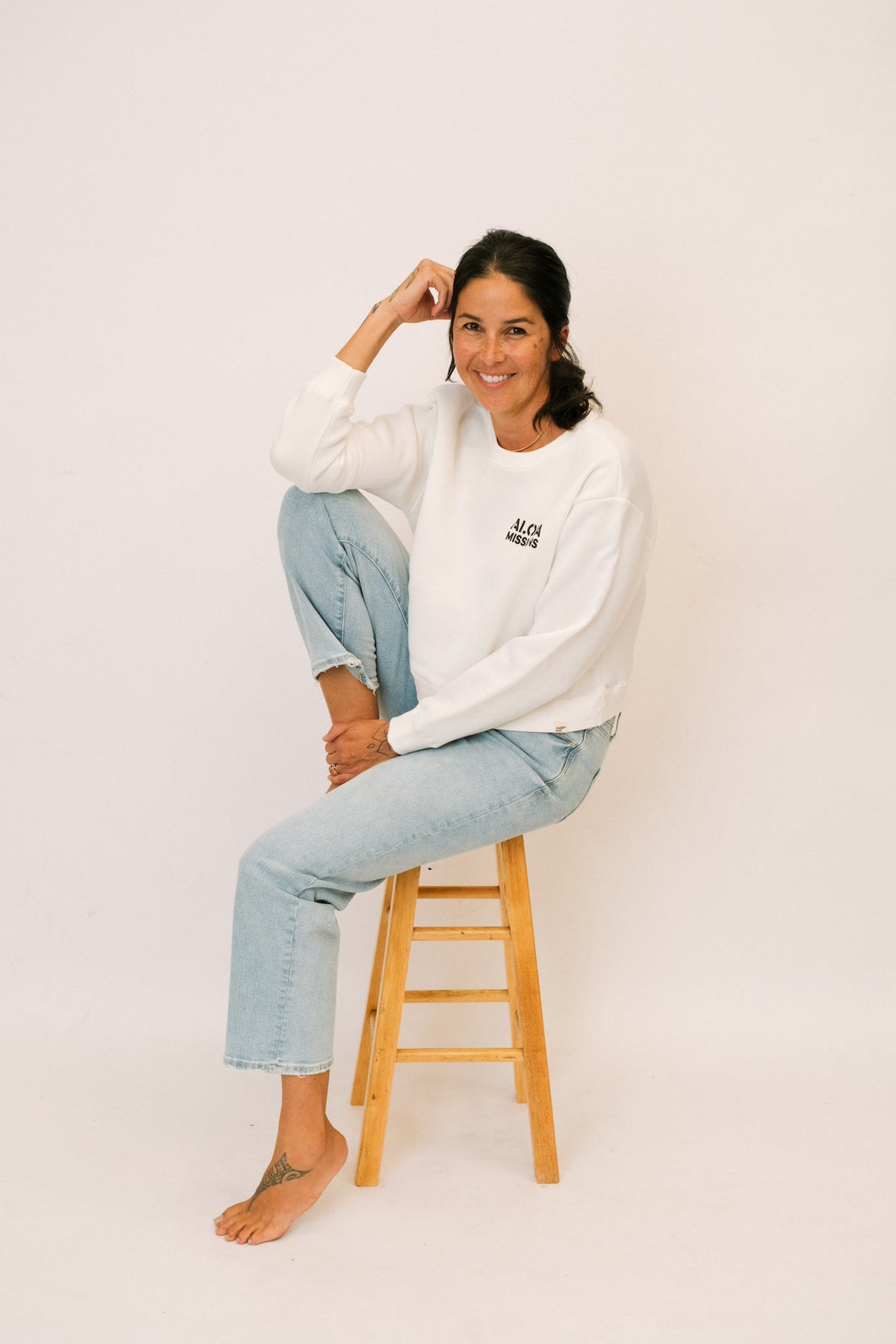 Aloha Missions Midi Crew Sweater | Ivory