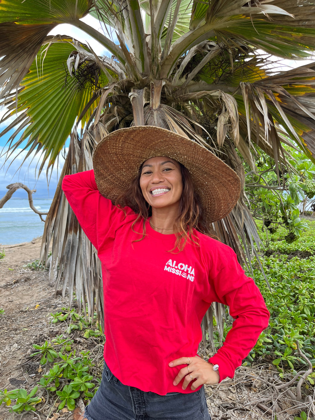Aloha Missions Cropped Long Sleeve | Red