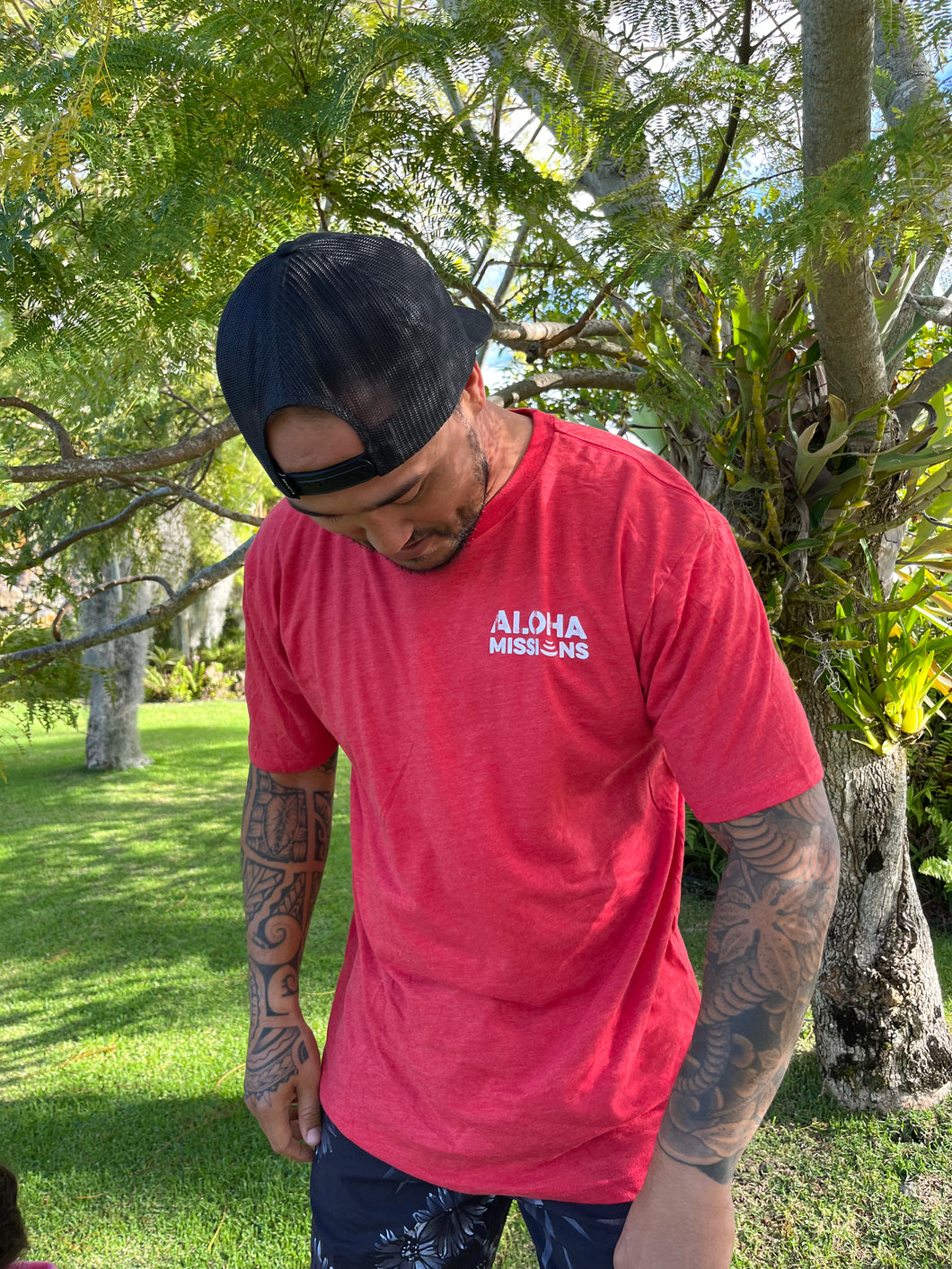 Aloha Missions Men Tri-Blend Tee | Red