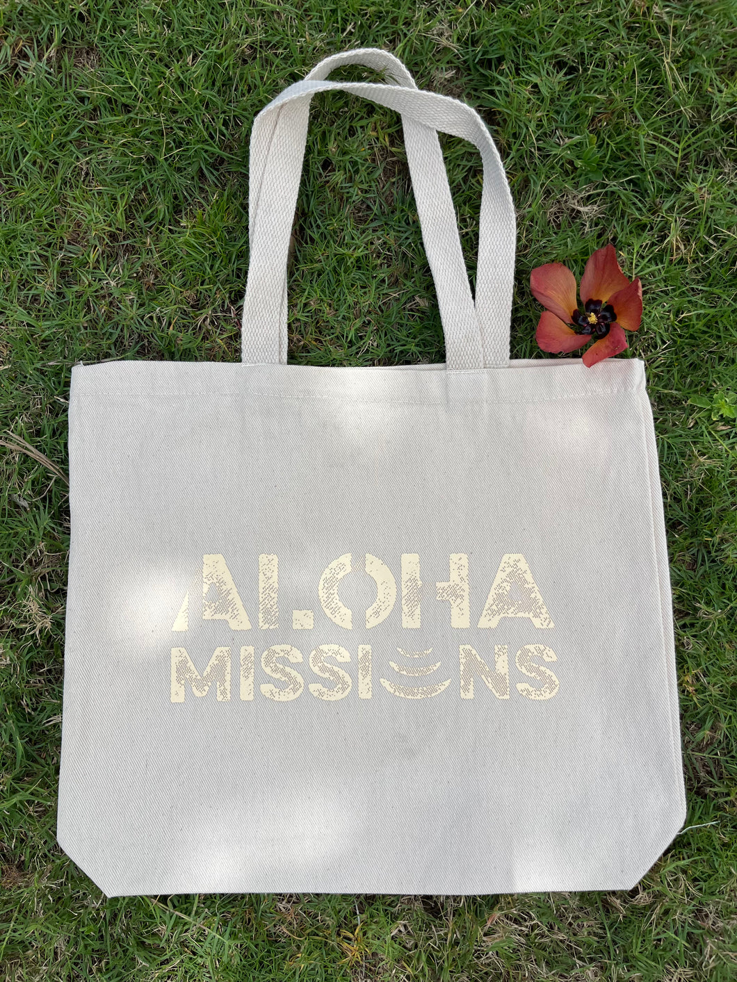 Aloha Missions Natural Tote | Eggshell Ink