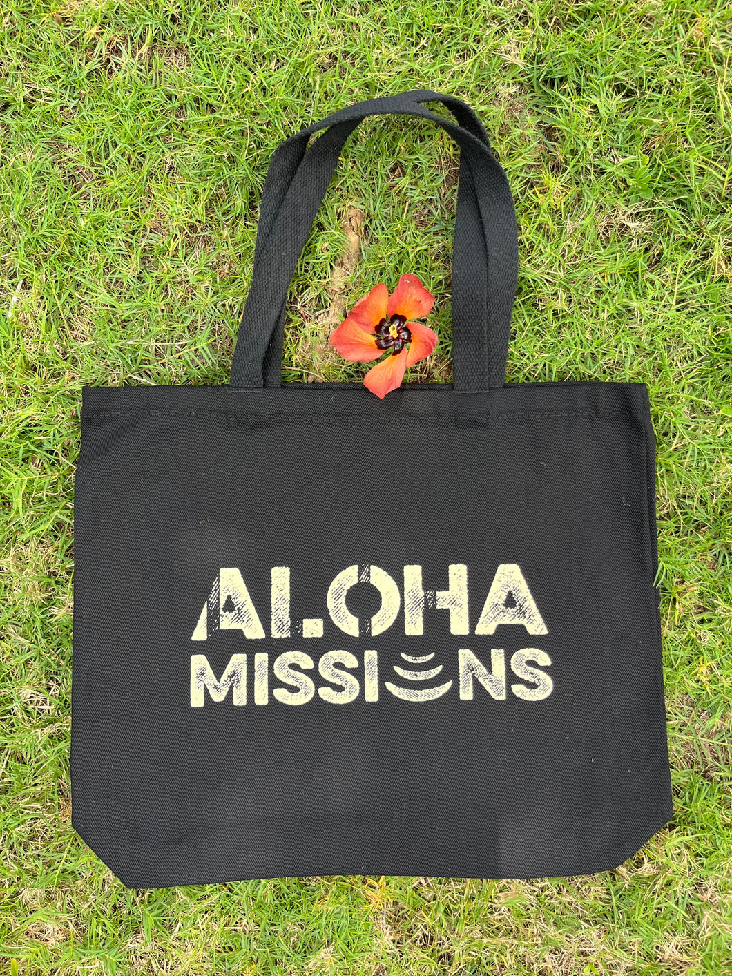 Aloha Missions Black Tote | Eggshell Ink