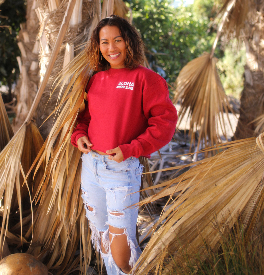 Aloha Missions Cropped Sweater | Cardinal Red